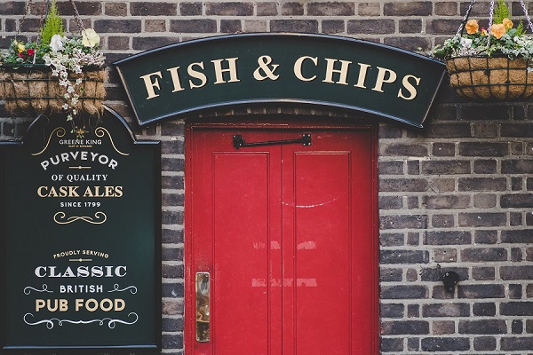 fish and chips sign