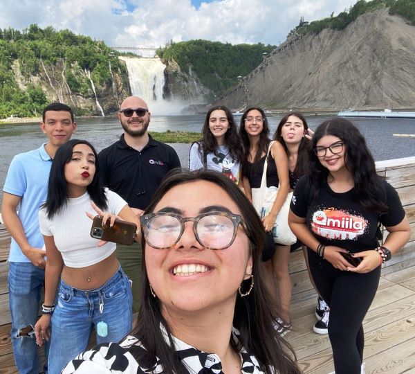 miila students at waterfall